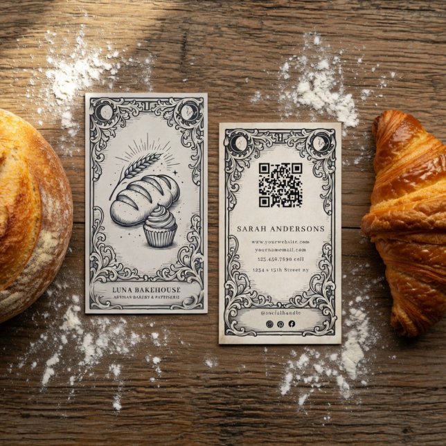 Vintage Mystical Artisan Bakery  Business Card (Creator Uploaded)