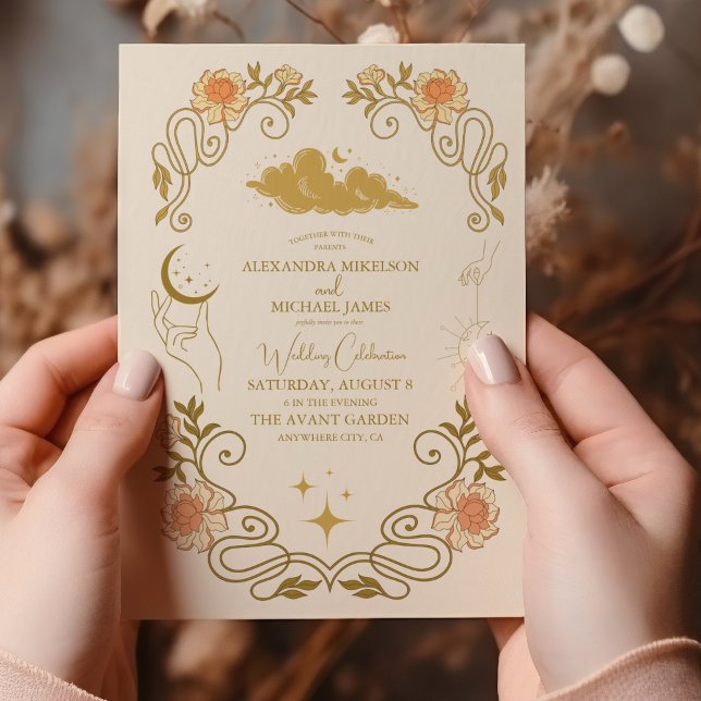 Vintage Mystical Botanical Wedding Invitation (Creator Uploaded)