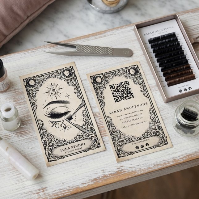Vintage Mystical Lash Artist Celestial Eyelash  Business Card (Creator Uploaded)