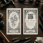 Vintage Mystical Tattoo Artist Celestial Tarot  Business Card<br><div class="desc">Create a bold and artistic brand identity with this vintage celestial tattoo artist business card, designed for modern tattoo studios and creative professionals. The design features a detailed mystical illustration of a tattoo machine and rose framed by ornate tarot-inspired details, creating a unique celestial aesthetic that stands out from traditional...</div>