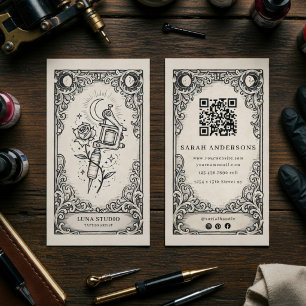 Vintage Mystical Tattoo Artist Celestial Tarot  Business Card