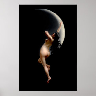 Vintage Mythic Moon Woman 1800s Classic Art Histor Poster