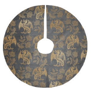 Vintage Mythology Fantasy Dragon Wallpaper Brushed Polyester Tree Skirt