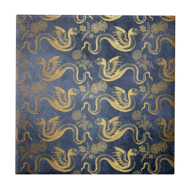 Vintage Mythology Fantasy Dragon Wallpaper Tile (Front)