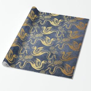 Vintage Mythology Fantasy Dragon Wallpaper Wrapping Paper