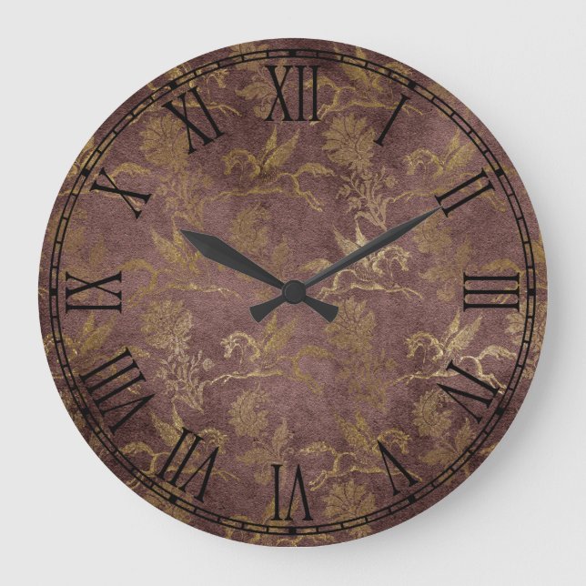 Vintage Mythology Fantasy Pegasus Wallpaper Large Clock (Front)