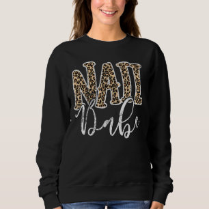Vintage Nail Babe Leopard Nail Technician Nail Art Sweatshirt