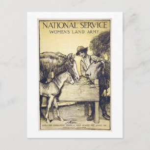 Vintage Naitonal Service Women's Land Army Recruit Postcard