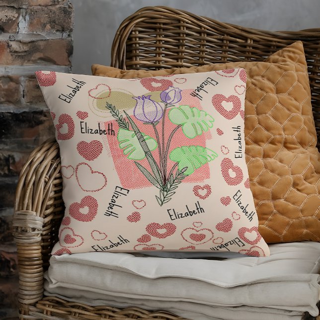 Vintage name nursery floral kids cushion (Creator Uploaded)