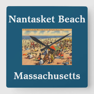 Vintage Nantasket Beach, Hull, Mass Square Wall Clock