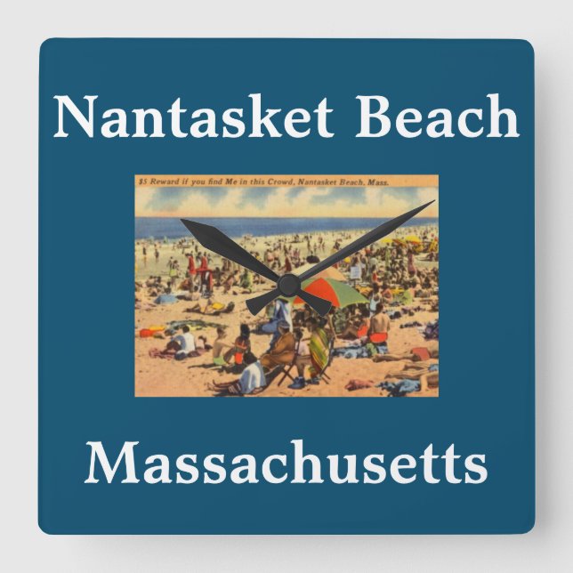 Vintage Nantasket Beach, Hull, Mass Square Wall Clock (Front)