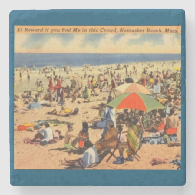 Vintage Nantasket Beach, Massachusetts Stone Coaster (Front)