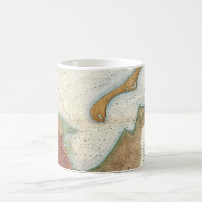 Vintage Nantucket Harbour Map Coffee Mug (Center)