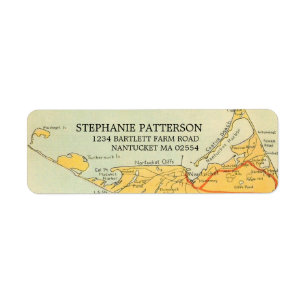 Vintage Nantucket Map Address Labels