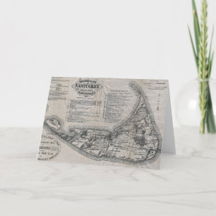 Vintage Nantucket Map Card