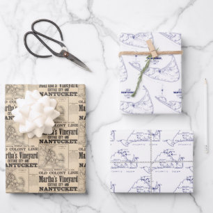 Vintage Nantucket, Martha’s Vineyard Wrapping Paper Sheet