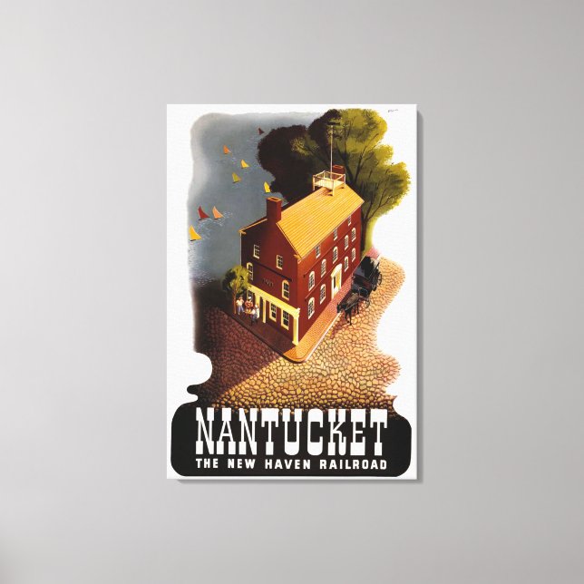Vintage Nantucket Massachusetts America Poster Canvas Print (Front)
