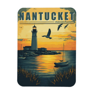 Vintage Nantucket, Massachusetts - Island Charm Magnet