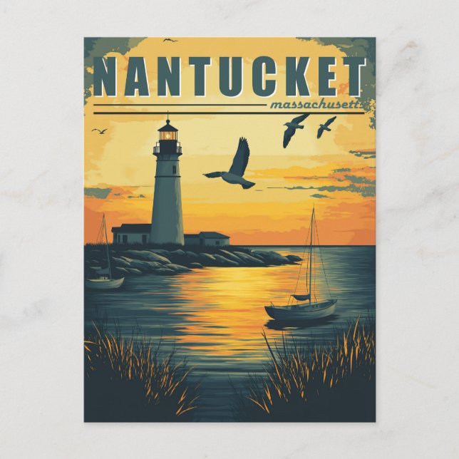 Vintage Nantucket, Massachusetts - Island Charm Postcard (Front)