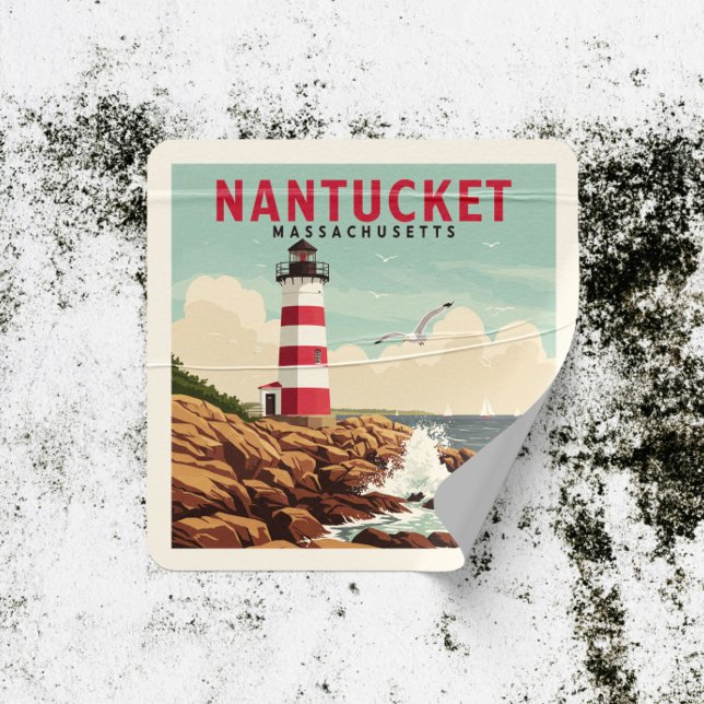 Vintage Nantucket Massachusetts Square Sticker (Creator Uploaded)
