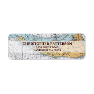 Vintage Nantucket Navigation Chart Address Labels