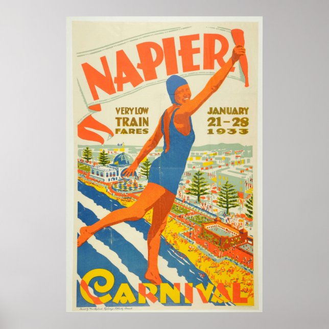Vintage Napier Carnival New Zealand Travel Poster (Front)
