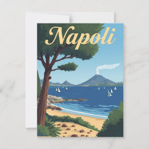 Vintage Naples Italy Travel  - Mount Vesuvius View Postcard