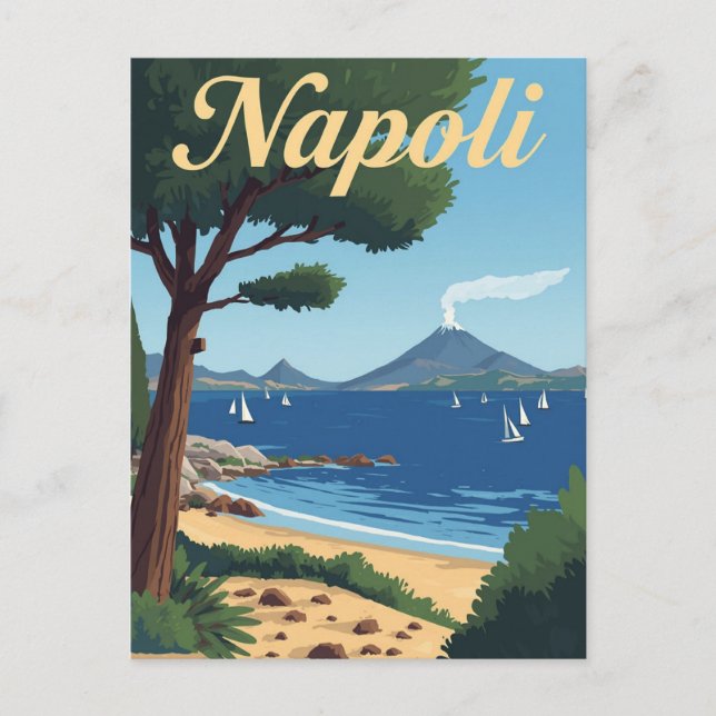Vintage Naples Italy Travel  - Mount Vesuvius View Postcard (Front)