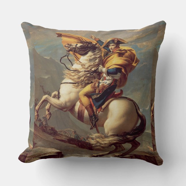 Vintage Napoleon Crossing the Alps Cushion (Front)