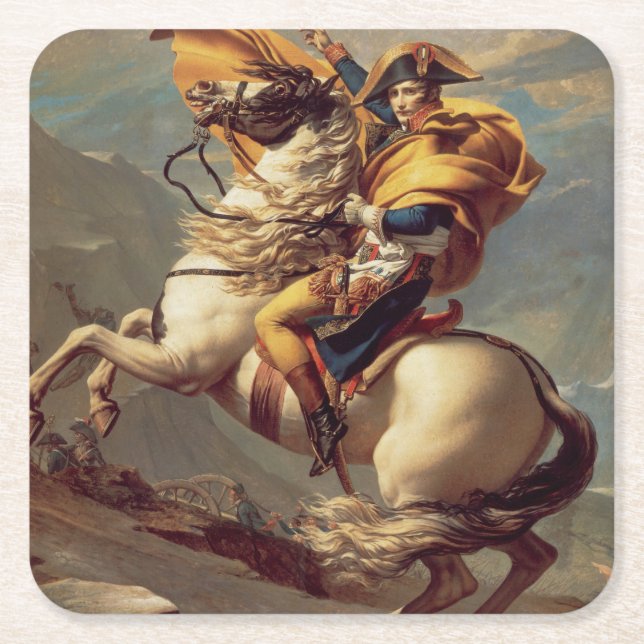 Vintage Napoleon Crossing the Alps Square Paper Coaster (Front)