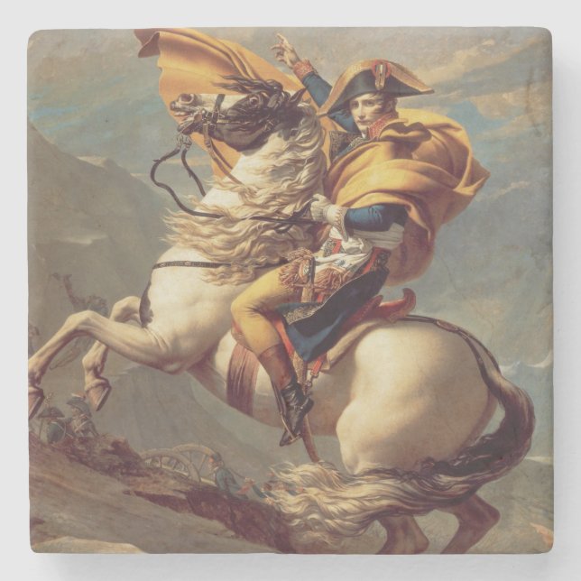 Vintage Napoleon Crossing the Alps Stone Coaster (Front)