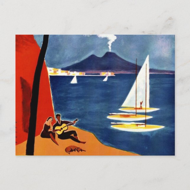 Vintage Napoli Travel Love Romance Postcard (Front)