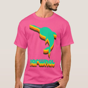 Vintage Narwhal Funny Humour Retro Green Orange T-Shirt