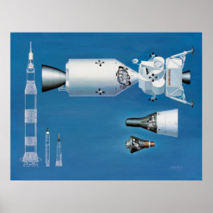 Vintage NASA Spacecraft and Rockets Poster