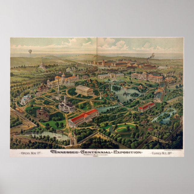 Vintage Nashville Centennial Park Map (1897) Poster (Front)