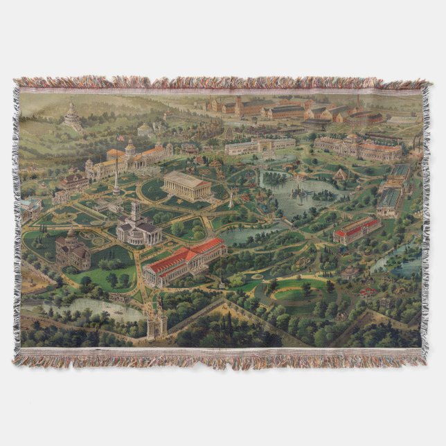 Vintage Nashville Centennial Park Map (1897) Throw Blanket (Front)