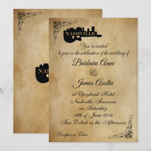 Vintage Nashville Guitar Wedding Invitation