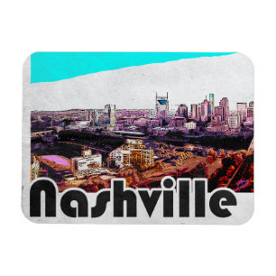 Vintage Nashville Tennessee City View  Magnet