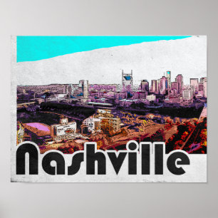Vintage Nashville Tennessee City View Poster