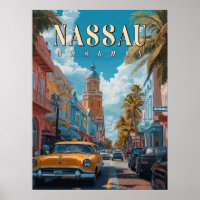Vintage Nassau Bahamas poster - Classic Tropical