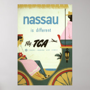 Vintage Nassau Bahamas Travel Poster