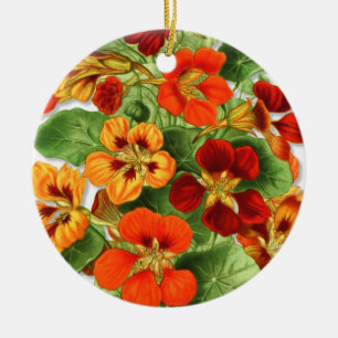 Vintage Nasturtiums Ceramic Tree Decoration