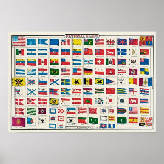 Vintage National Flags Poster (Front)