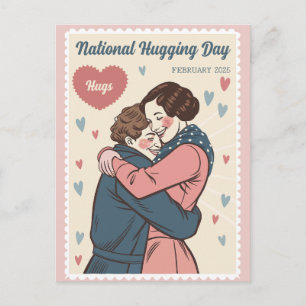 Vintage National Hugging Day Holiday Postcard