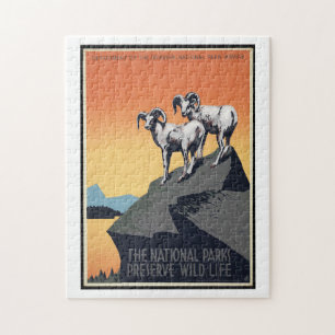 Vintage National Park Mountain Sheep Travel Puzzle
