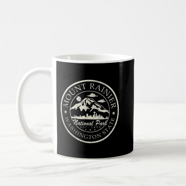 Vintage National Park Mt Rainier Retro Coffee Mug (Left)