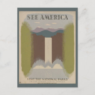 Vintage National Park See America Retro Travel Postcard