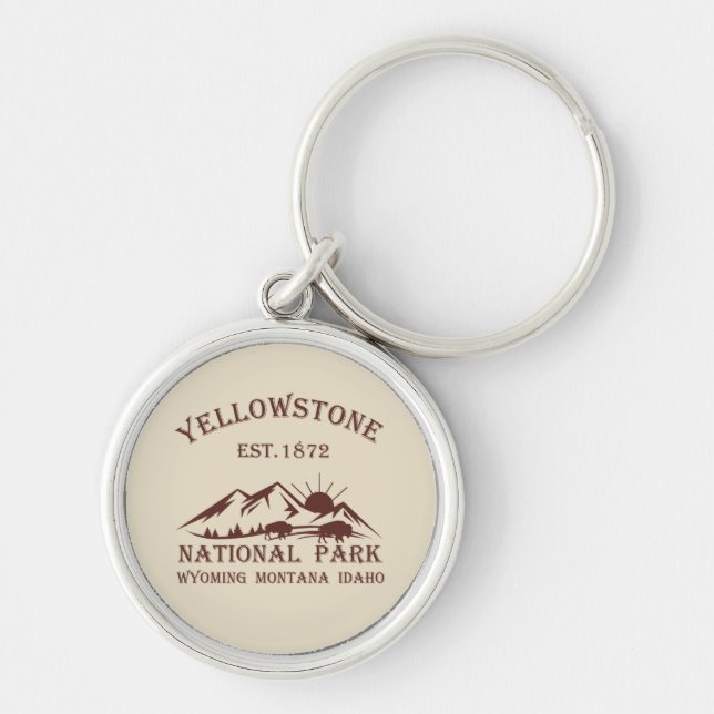 Vintage National Park Yellowstone Key Ring (Front)