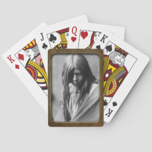 Vintage Native American Apache Girl Playing Ca Playing Cards