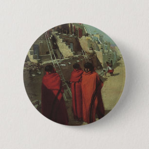 Vintage Native American, Hopi Pueblo by Louis Akin 6 Cm Round Badge